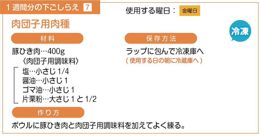 肉団子用肉種の下ごしらえ